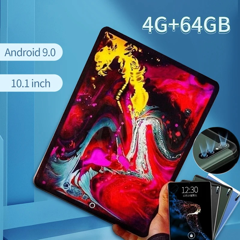 4G+64GB 10.1 inch tablet PC 4G LTE Android 9.0 Octa Core Super tablets Ram 4GB Rom 64GB WiFi GPS 10.1 tablet IPS  Dual SIM GPS