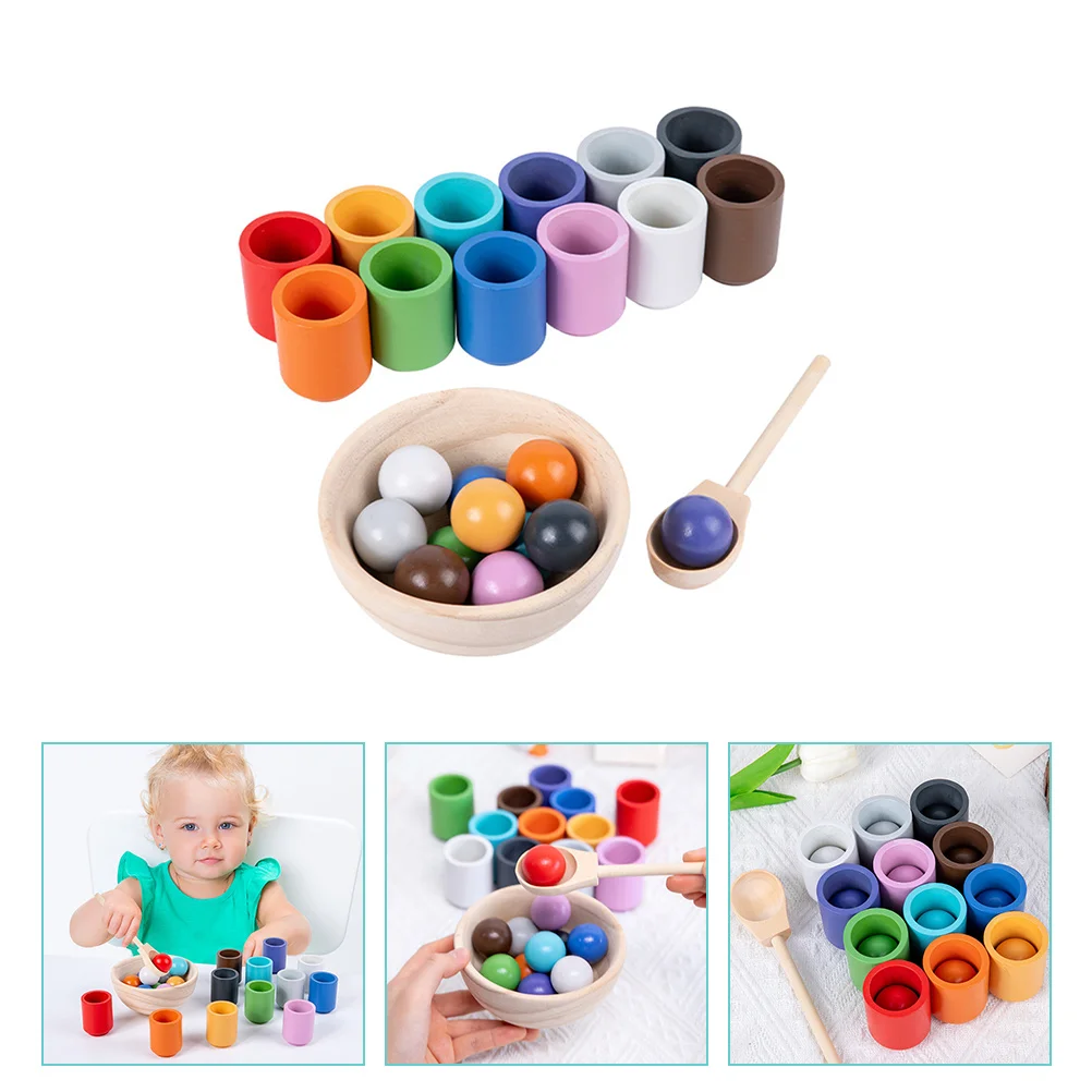 

Balls in Cups Montessori Toys Wooden Sorter Game Color Sorting Counting Classification Preschool Learning Education Gifts