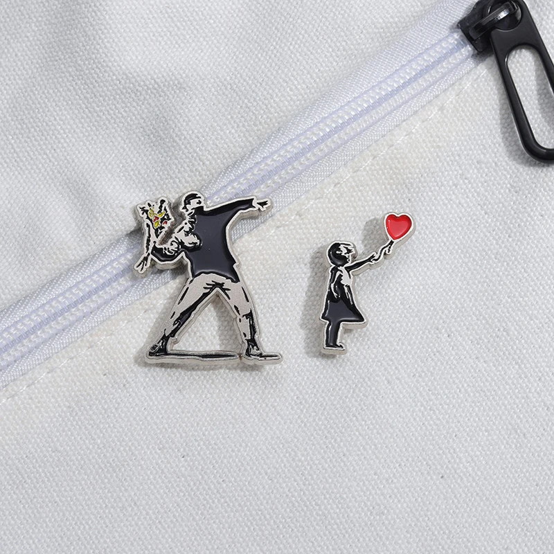 

Boy Girl People Enamel Pin Classic Art Flower Brooch Badge Couple Jewelry Gift Accessories Lapel Fashion Custom Friends