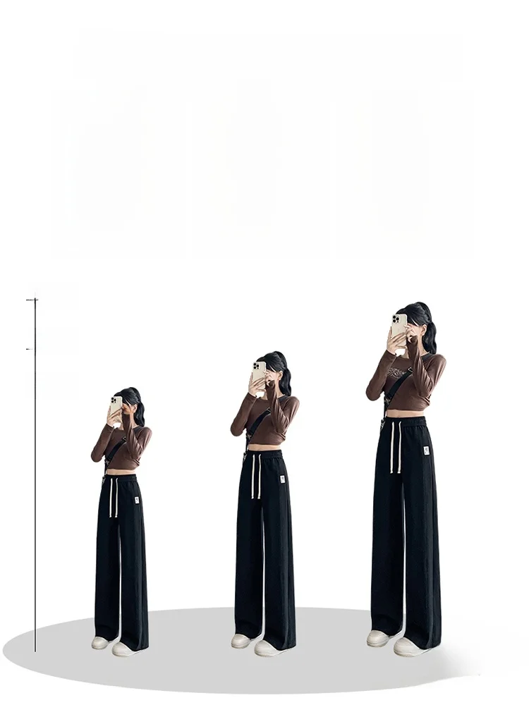 Plus Size Plus size White Wide-Leg Pants Women Drape High Sense 2024 New Spring and Autumn Chubby Girl Slimming Loose Straigh...