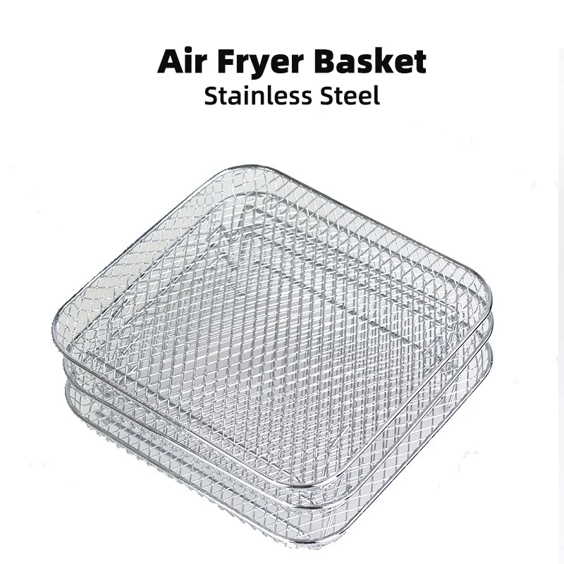 

3 Pcs Roasting Rack Multifunctional Air Fryer Basket Stainless Steel Cooking Tray Portable Baking Oven BBQ Grill Rack Cookware