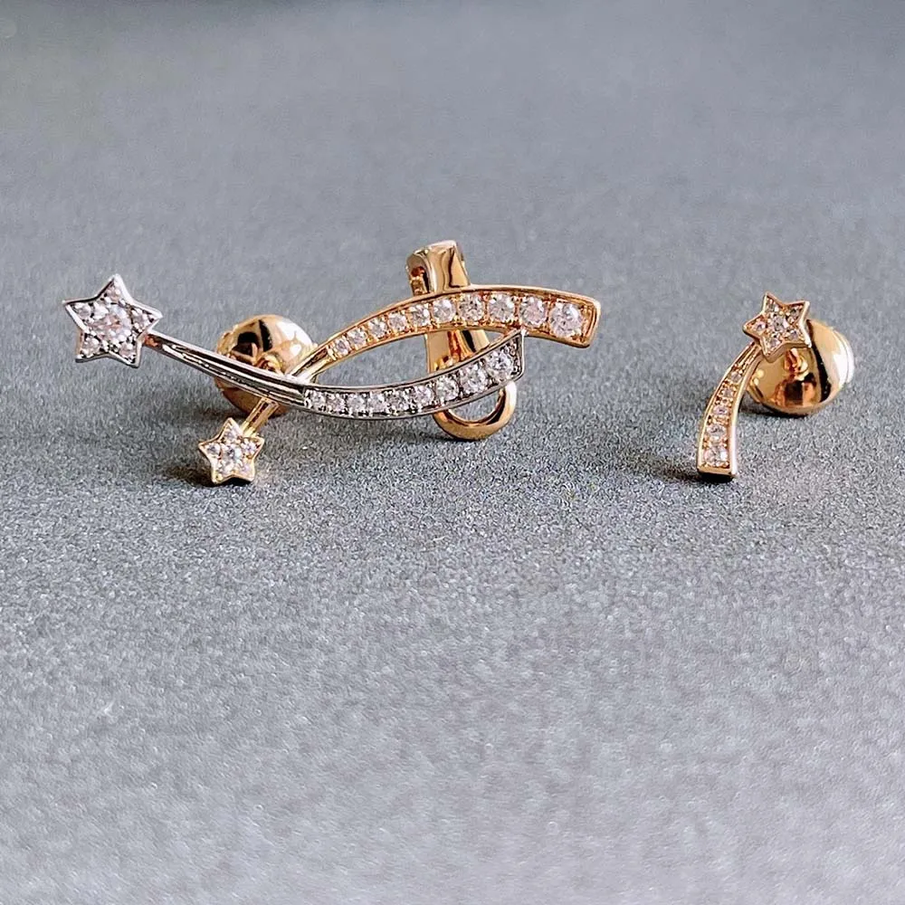 Женские асимметричные серьги-каффы роскошные брендовые серьги золотого цвета с