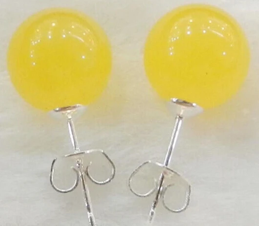 

EARRING Beautiful Genuine 10mm Natural Yellow Stud Earrings