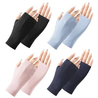 1 pair women sunscreen gloves thin breathable sun protection ice silk high elastic gloves for riding driving fishings outdoor