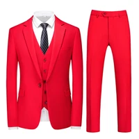 red suits men 3 pieces complete set jacketvestpants party dress tuxedo 6xl single breasted prom dress blazer stage costume