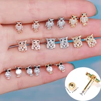 1pc korean fashion stainless steel helix cartilage piercing tragus stud zircon owl ear piercing earrings for women jewelry