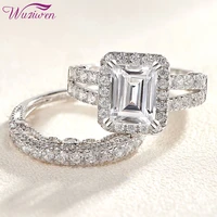 wuziwen 925 sterling silver wedding engagement ring for women brilliant emerald cut aaaaa cz imitation diamond classic jewelry