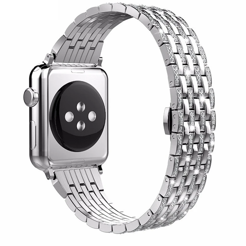 stainless steel Diamond strap For Apple watch band 44mm/40mm 45mm 41mm iwatch series 7 6 5 4 SE 42mm/38mm wrist correa bracelet