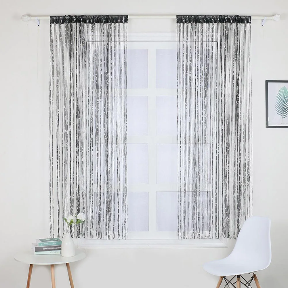 

1Pc Cord Curtain Hanging Curtain Partition Gauze Curtain Polyester 1*2m DIY Curtains Home Decoration Accessories