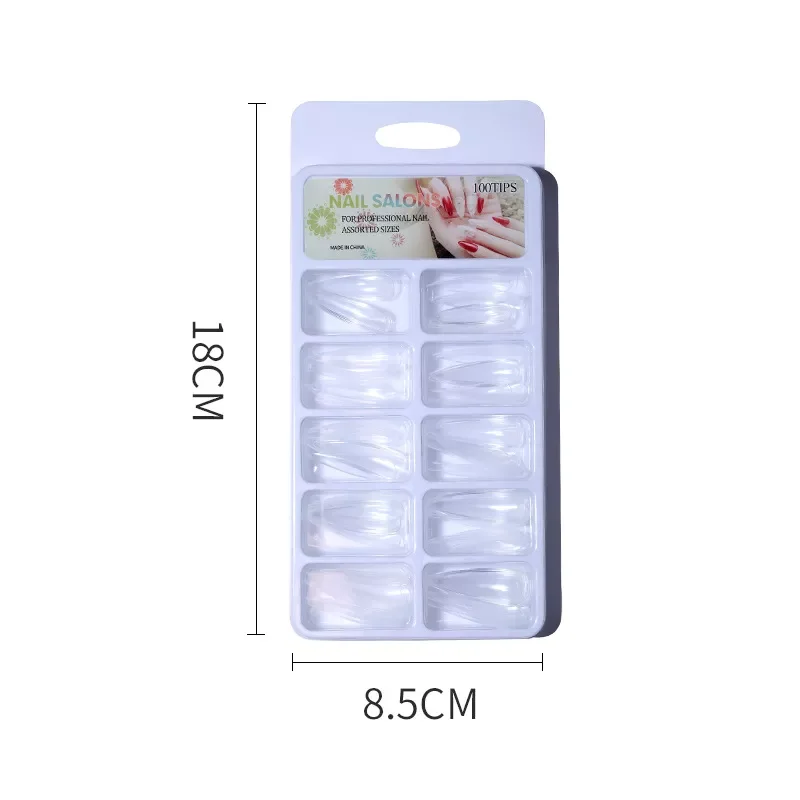 

Transparent Coffin Fake Nails Natural Long Ballet ABS Full Coverage Nail tips Decorations Pressed On The Nails Decals
