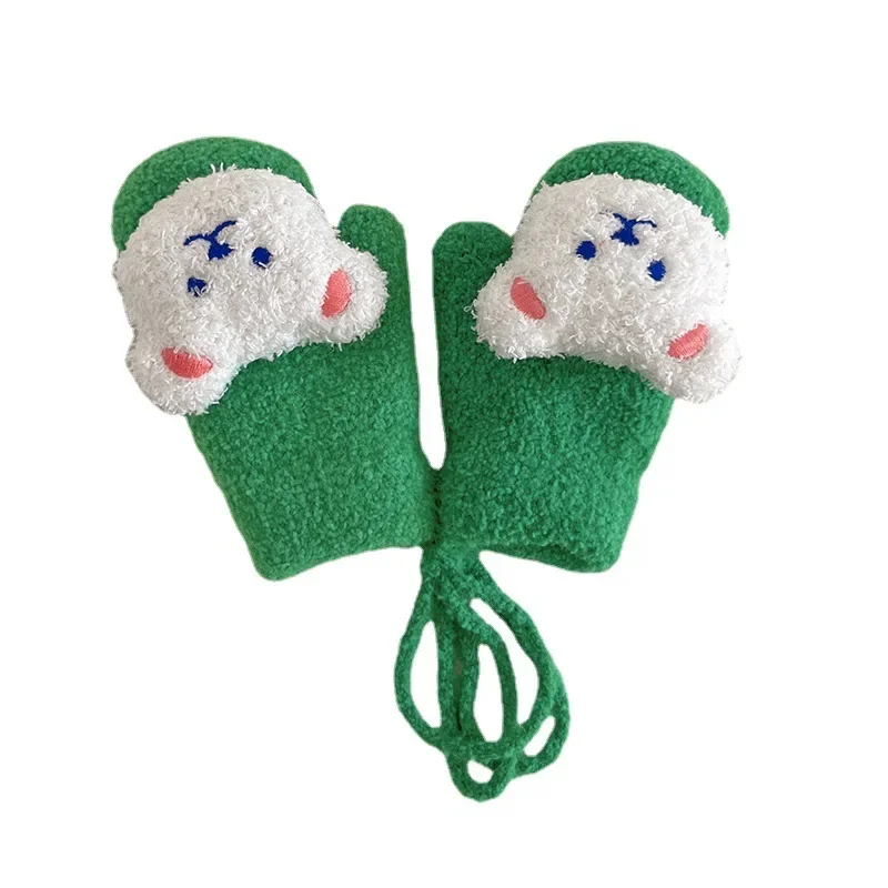 Оригинальные детские варежки с мультяшным медведем зимние теплые перчатки для