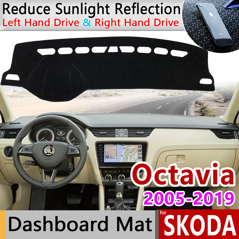 

for Skoda Octavia 2 3 A5 A7 MK2 MK3 1Z 5E Anti-Slip Mat Dashboard Cover Pad Sunshade Dashmat Dash Protect Carpet Accessories Rug