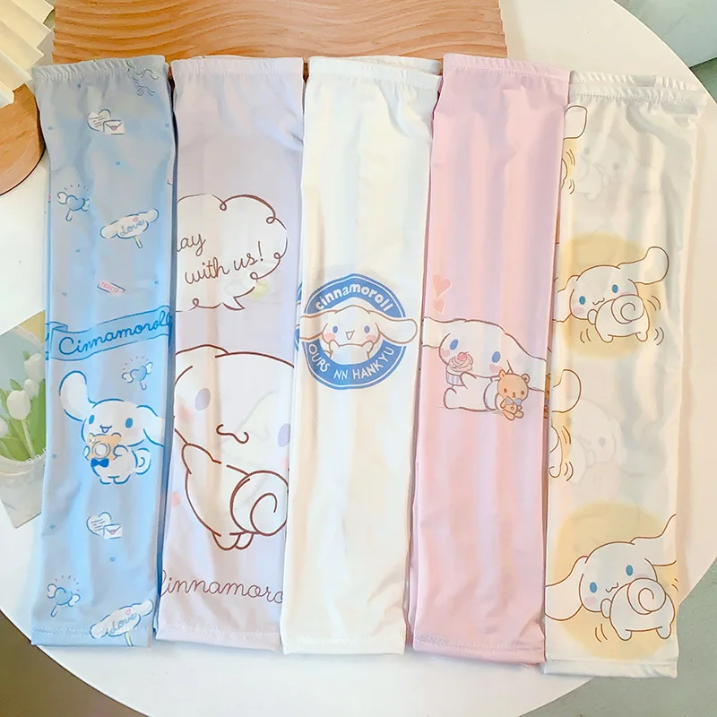 

New Sanrio Kawali Cinnamoroll Ice Silk Sleeves Ultraviolet-Proof Outdoors Travel Summer Ins Anime Friend Birthday Gift For Girls