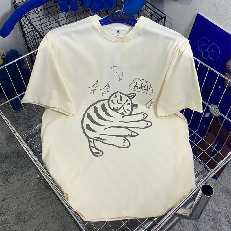 

Высококачественные хлопковые футболки Adererror с коротким рукавом и принтом в виде кота и граффити из мультфильма 1:1
