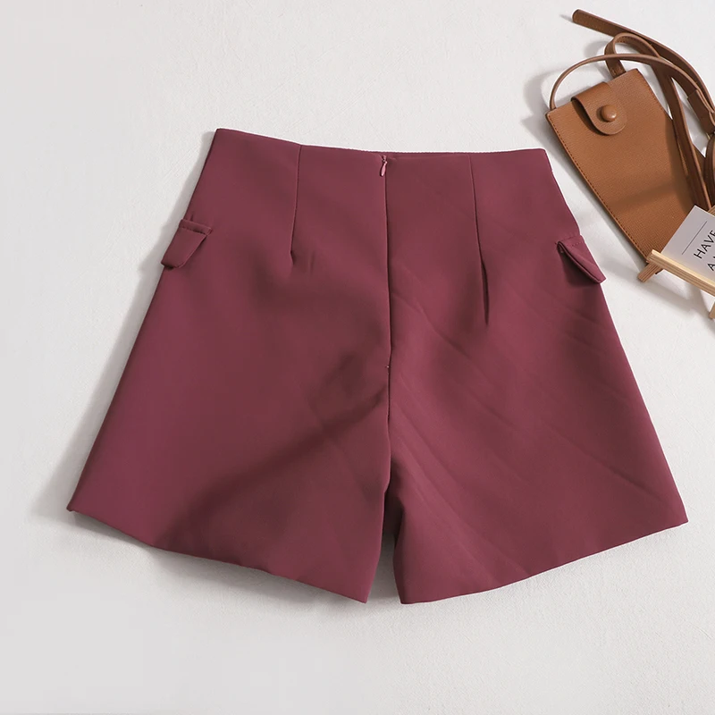 Spring Summer 2023 Suit Shorts Women High Waist Double Breasted Casual A-line