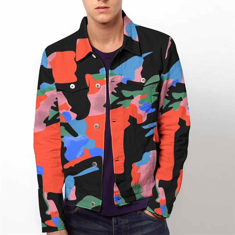 

Мужская повседневная куртка с цифровым 3D-принтом, куртка с длинным рукавом и отложным воротником, верхняя одежда для осени, 2022