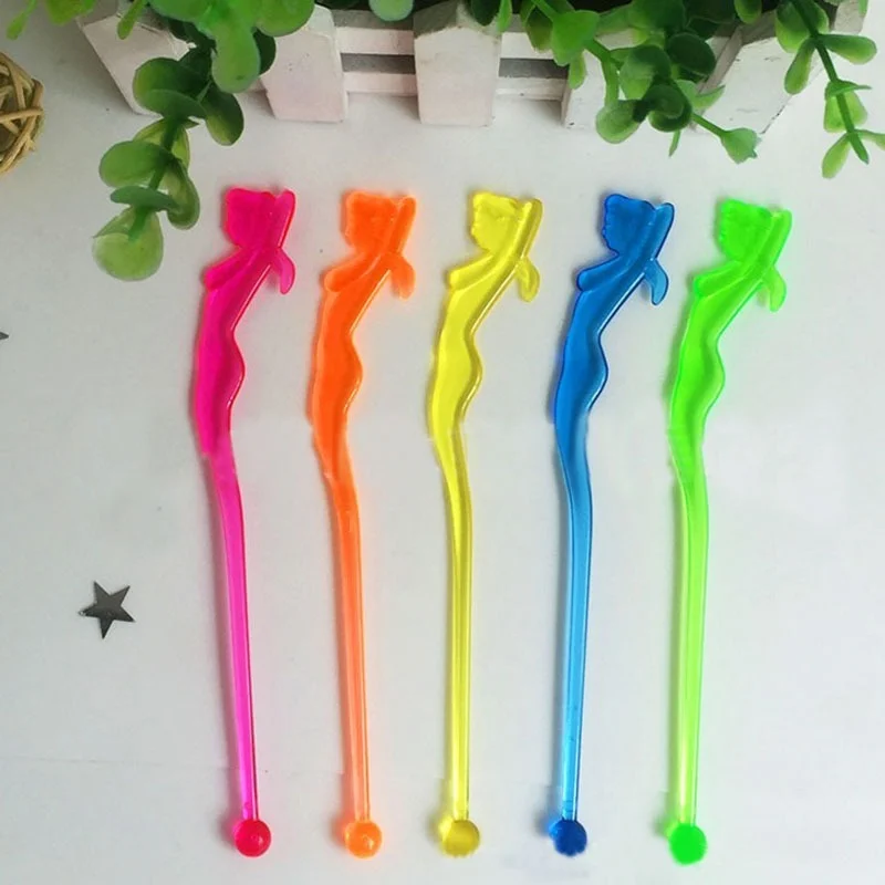 20Pcs Lady-shaped Cocktail Swizzle Sticks Drink Stirrer Wine Coffee Tea Muddler Puddler Bar Tool Wedding Birthday Party Decor - купить по