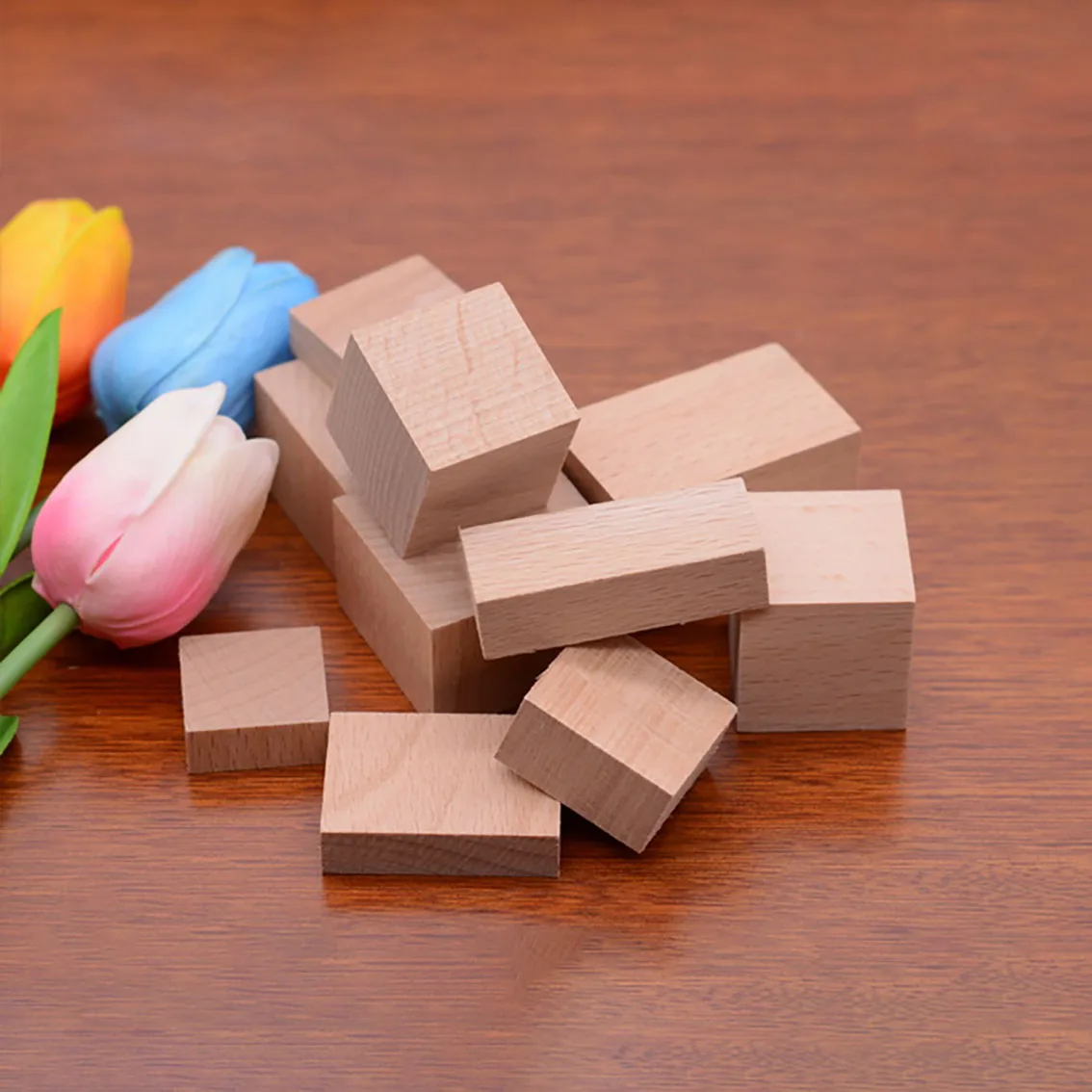 Квадратные деревянные кубики из бука 20*20*10 мм незавершенные модель сделай сам
