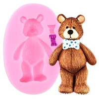 lovely bear fondant silicone mold baby party cupcake decorating tools polymer clay soap molds chocolate gumpaste moulds