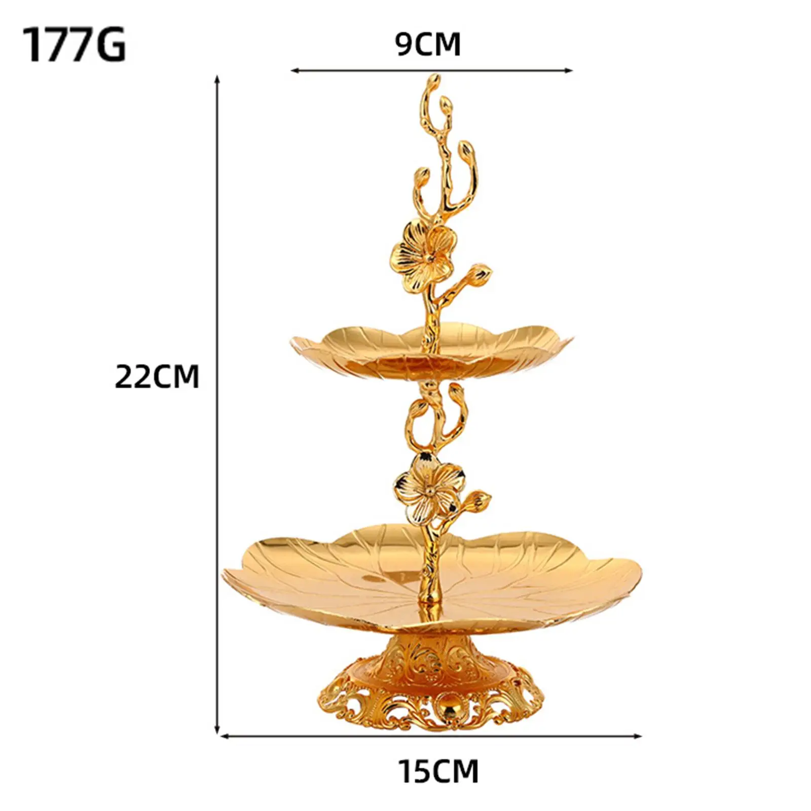 2 Tier Gold Cupcake Stand Statue Cookie Tray Rack Serving Tray for Christmas