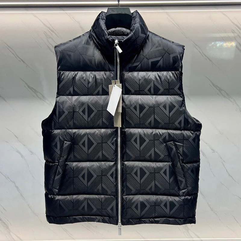 

New Golf Cd Full Print Letter Logo Down Vest Men's Vest Jacket Autumn And Winter Vertical Collar Hat-less Vest Thickened