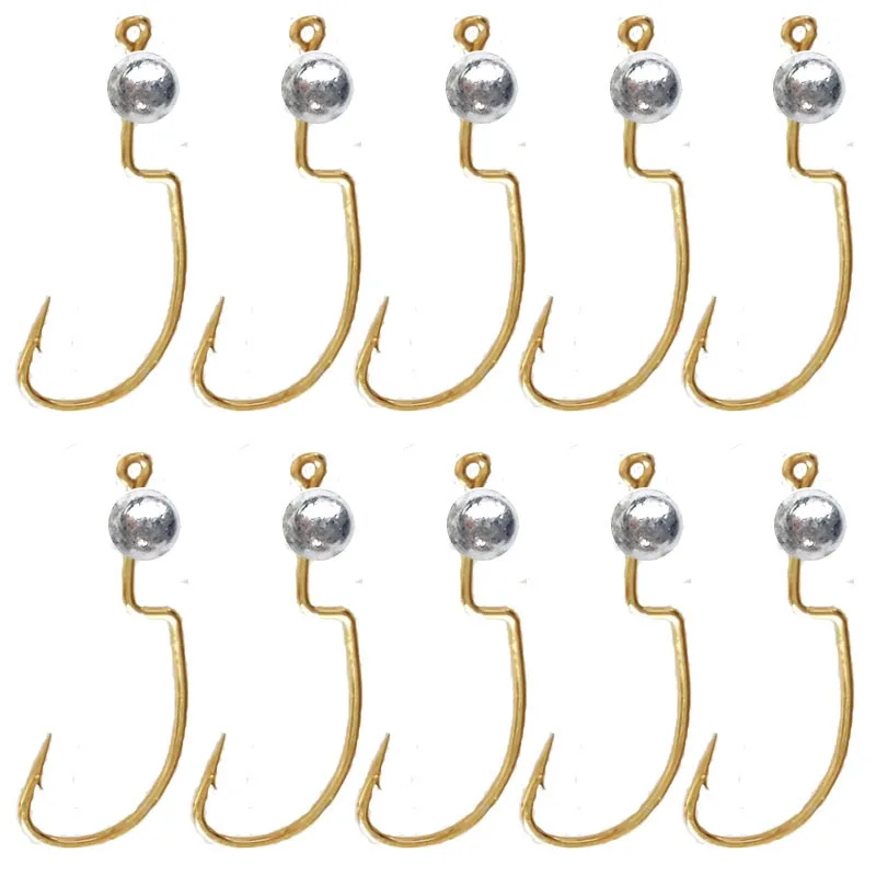 

10pcs/lot 1g-3g Wide Crank Offset Fishing Hook Micro Jig Head Fishhook For Soft Worm Lure Barbed Fishing Hooks