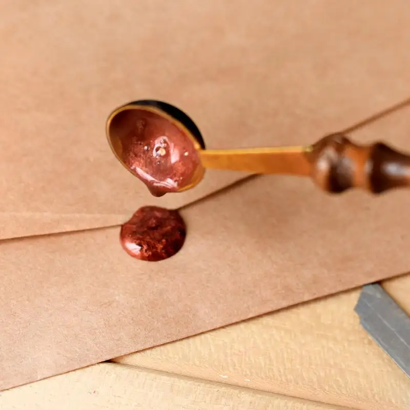 1PC Vintage Wood Handle Anti-hot Stamp Seal Sealing Wax Spoon eBay