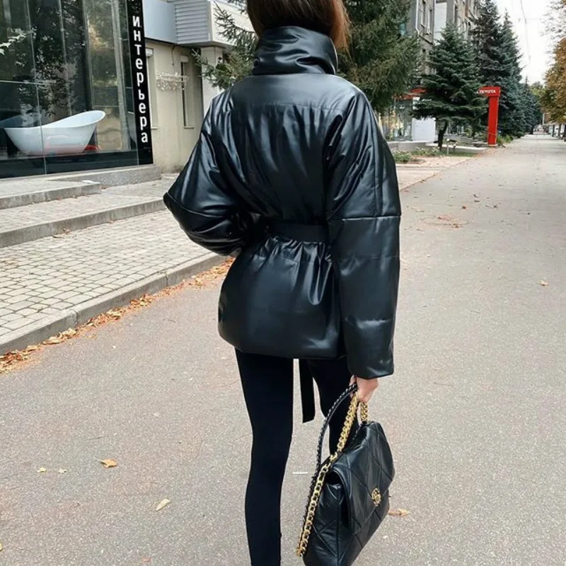 Oversize overcoat Khaki Black Belt Casual Long Sleeve Jackets Autumn Lady Fashion Pocket Parkas Women Winter Fall Solid Jackets