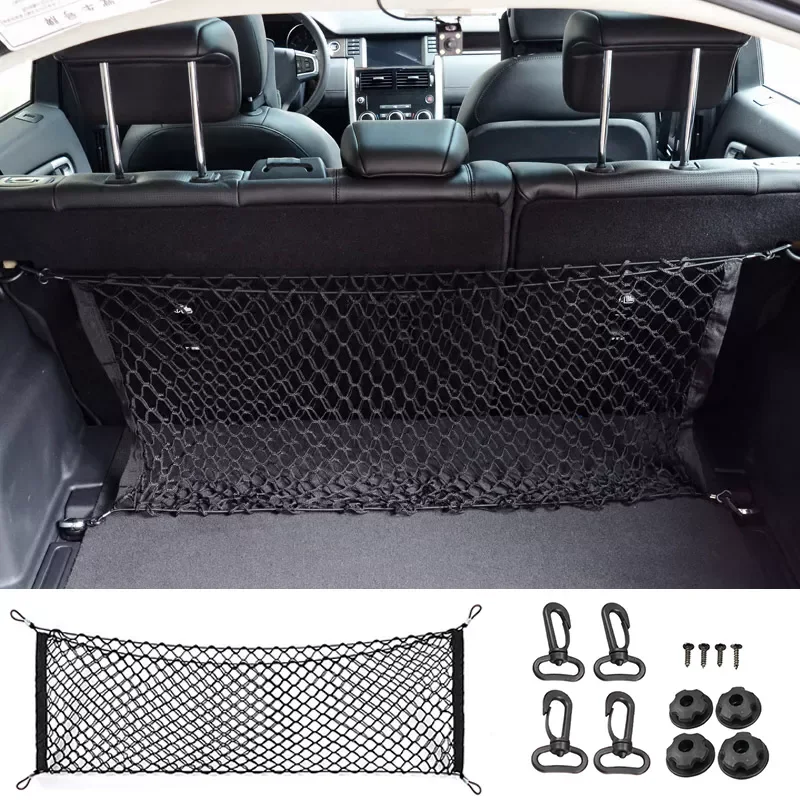 

2022 new 110x50CM Car Trunk Rear Storage Cargo Luggage Nylon Elastic Net Holder With 4 Plastic Hooks Pocket For Car Van Pickup