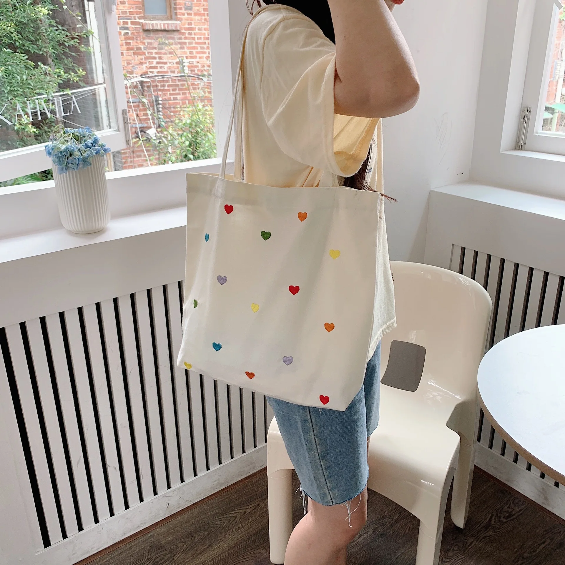 

Korean style Canvas Bags for Women New literature Shoulder Bags Large Capacity Eco-friendly Shopping Bag Student Class Tote Bag