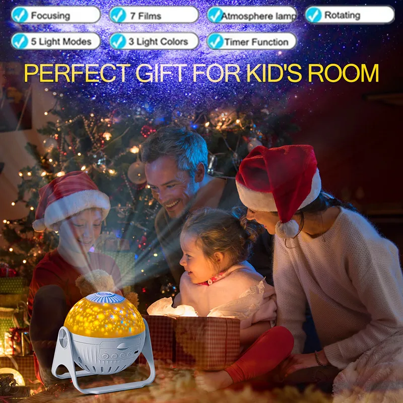 

7 in 1 Planetarium Star Projector 3 Colors Romance Night Lights High Definition Rotating Nebula Lamp Bluetooth Music Speaker