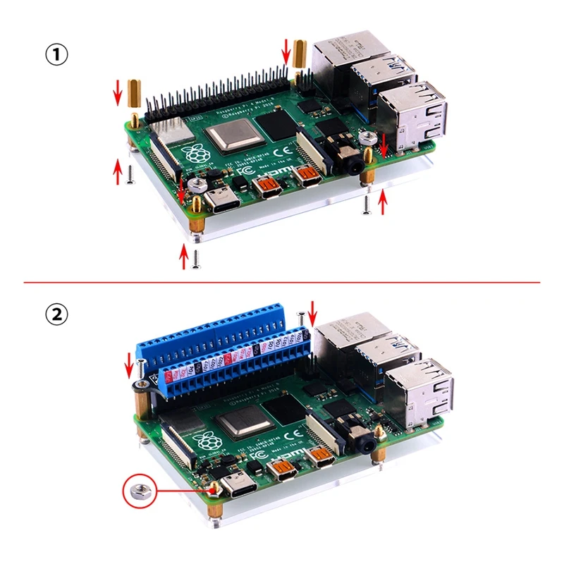 Мини-терминальная коммутационная плата расширения GPIO клеммная для Raspberry Pi 4B/3B