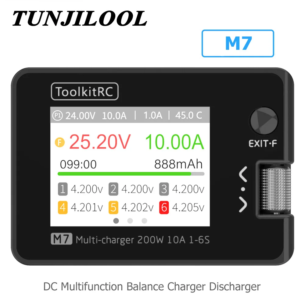 Enlarge ToolkitRC M7 200W 10A DC Balance Charger Discharger Simple UI IPS Wide Viewing Angle Display Smart Multifunction Charger