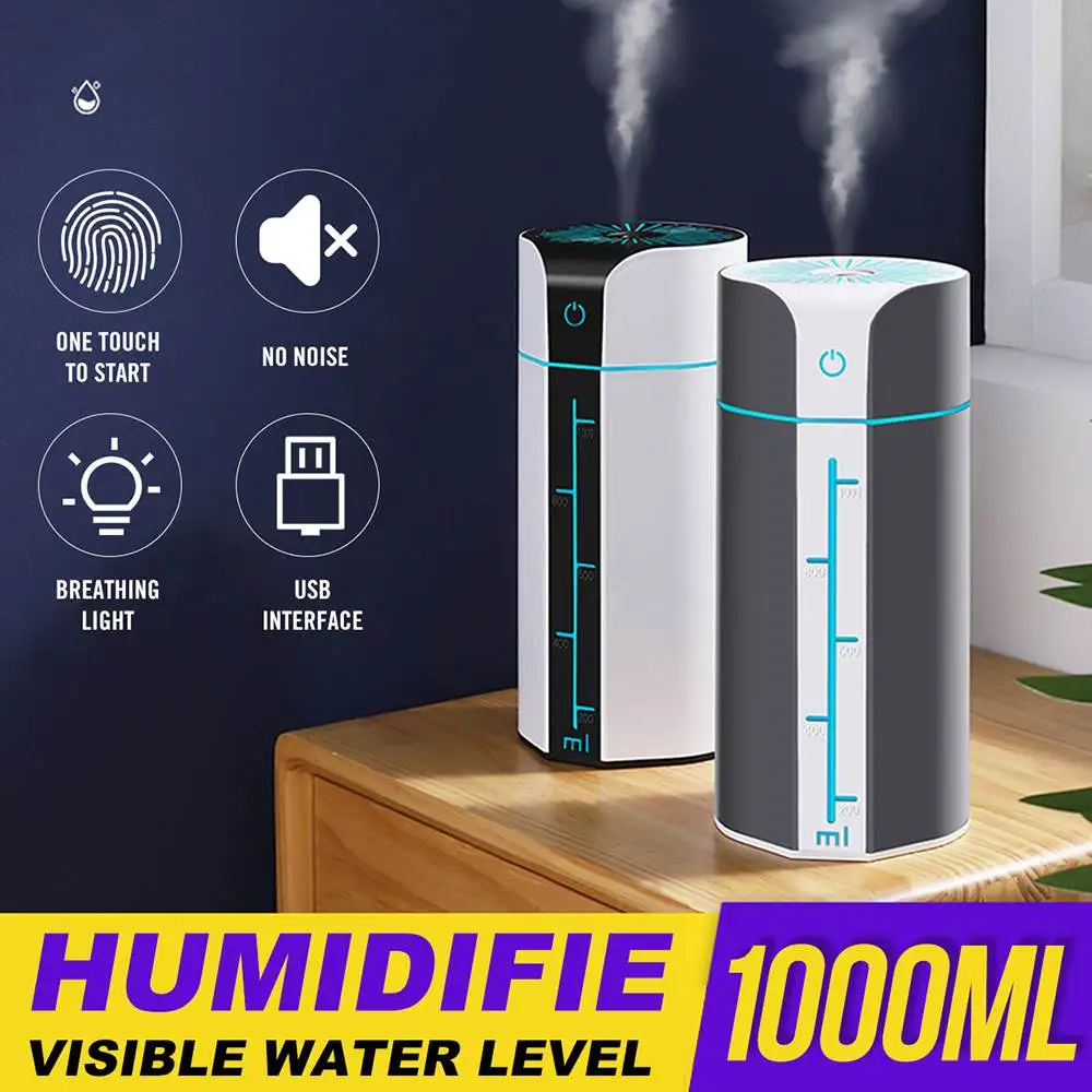 

1000ml Air Humidifier Electric Aroma Diffuser Aromatherapy Humidifiers Diffusers Ultrasonic Fine Mist Maker Fogger LED Lights