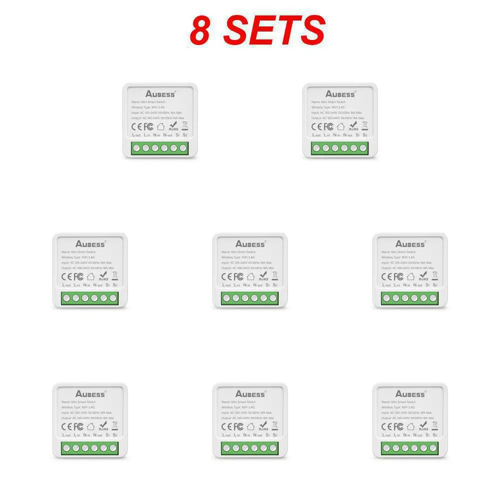 AUBESS 16A WiFi Tuya Mini DIY Умный переключатель 2-стороннего управления Выключатели света Модуль автоматизации умного дома Alexa Google Home Smart Life