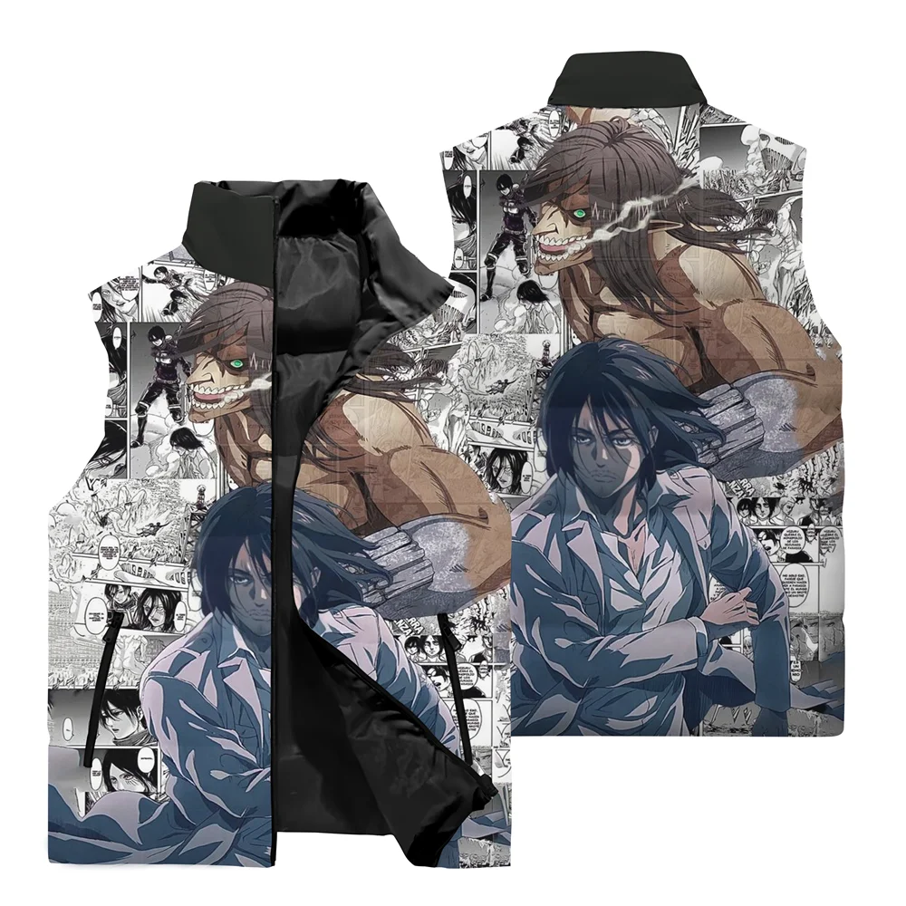 Жилет Мужской без рукавов куртка с 3D принтом аниме атака на Титанов уличный