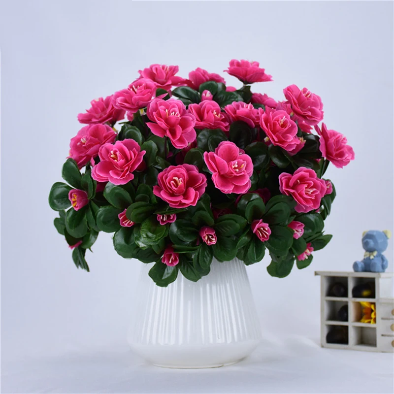 

Artificial Red Azalea Flowers Silk Bouquet Romance Wedding Centerpieces For Tables Garden Home Decor High Quality Fake Flowers
