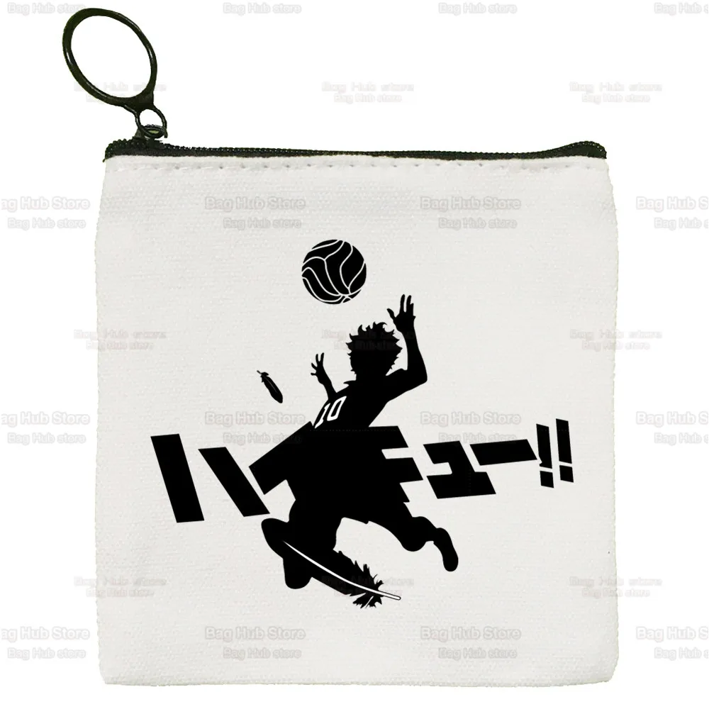Oya Oya Oya Haikyuu Anime Volleyball Canvas Card Coin Purse Manga Shoyo Kuroo Bokuto Female Cute Simple Coin Mini Zipper Bag
