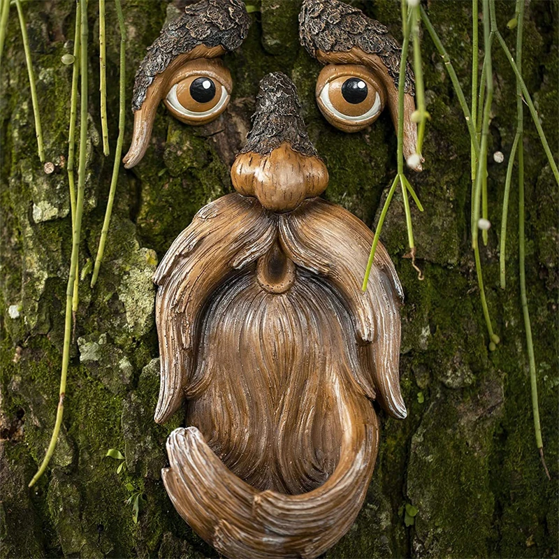 

Funny Old Man Tree Face Resin Tree Bark Ghost Face Facial Features Decoration Garden Art Whimsical Tree Face Garden Decoration