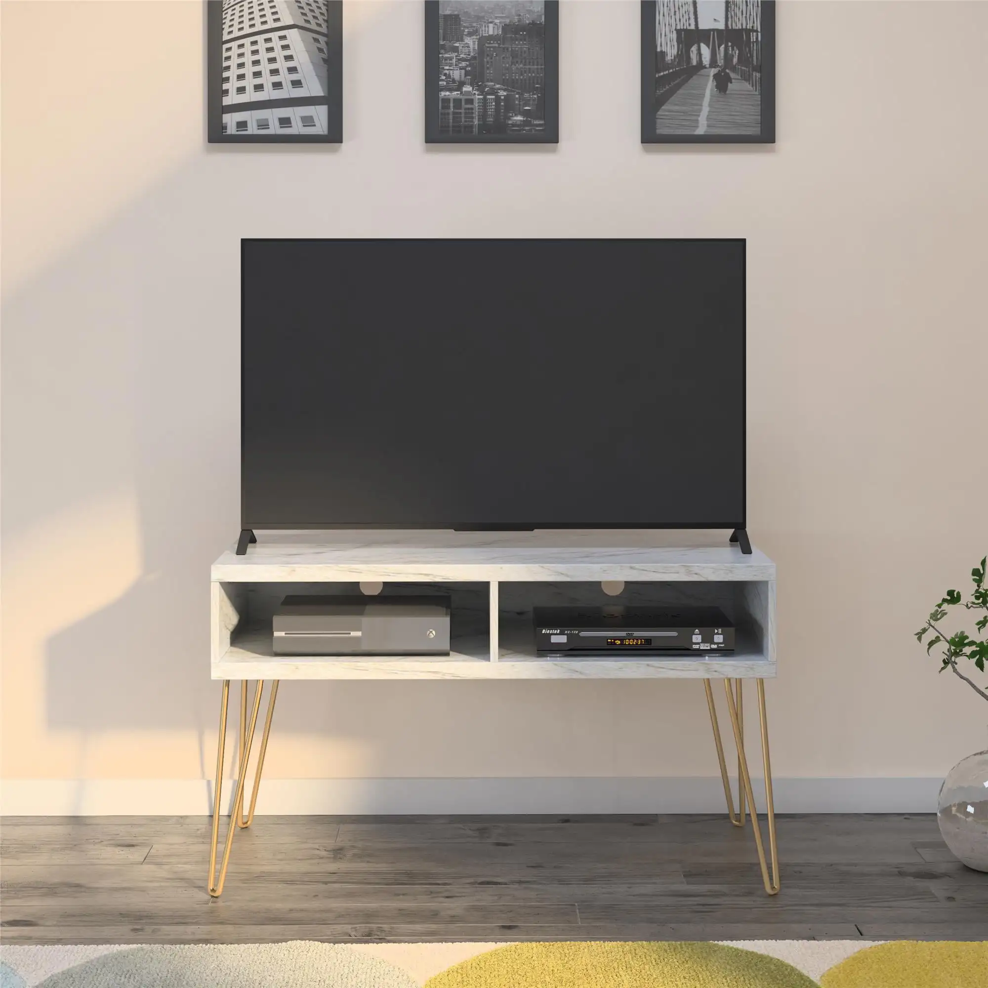 

TV Stand for TVs up to 42", White Marble