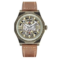 skeleton automatic watch men stainless steel fashion male steampunk clocks wrist watches for men man bracelet