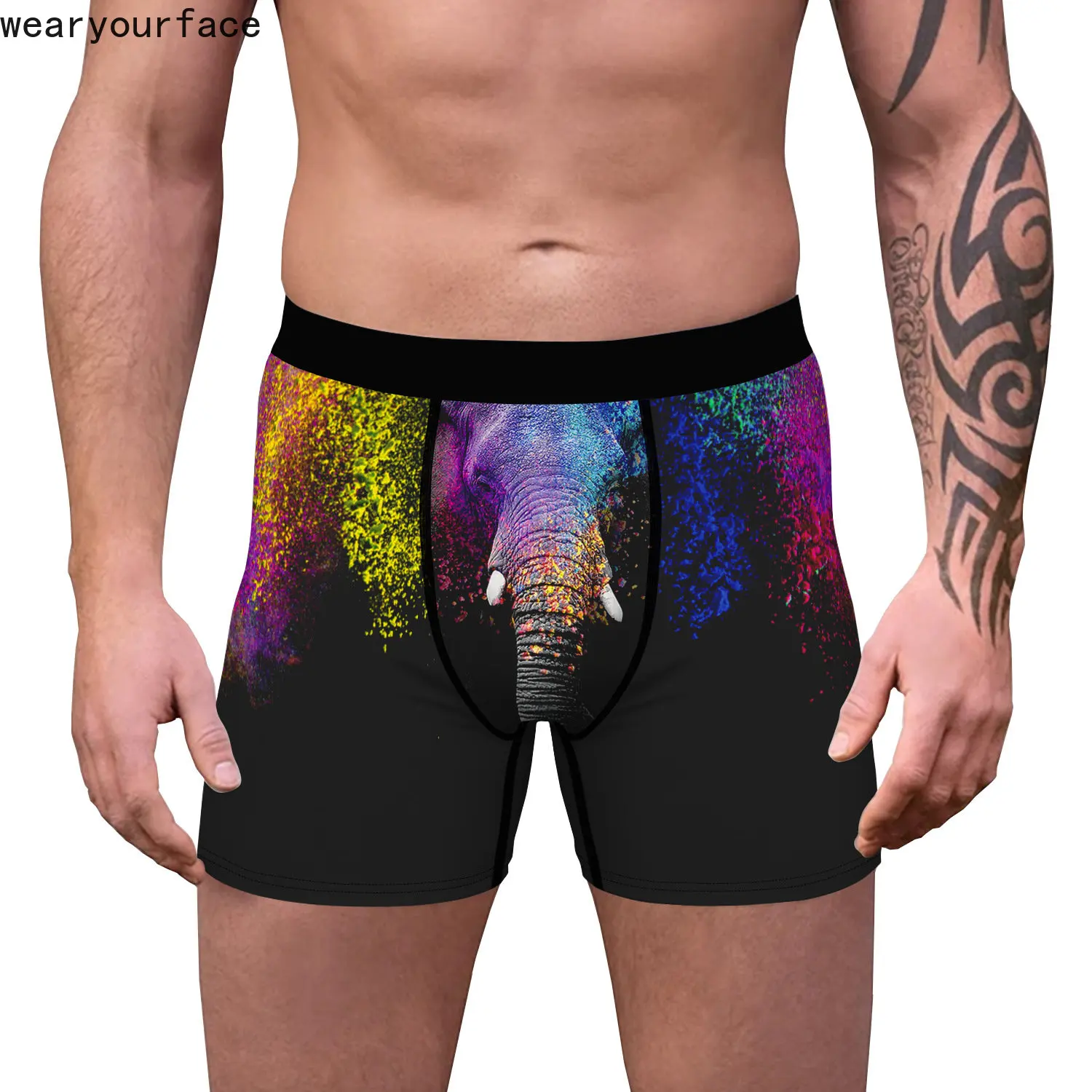 

Colorful Big Elephant Sexy Lips 3D Printed Men Pouch Boxers Panties Comfort Underwear Skin-friendly Funny Summer Panty Intimates