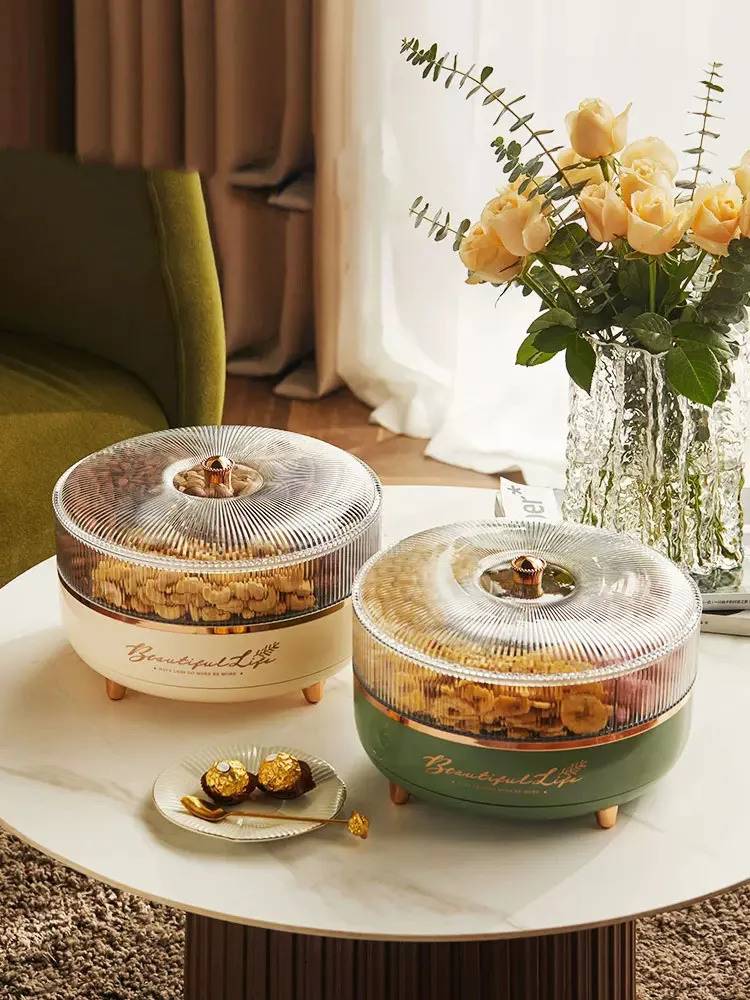 

Rotary Dried Fruit Ttray Partition Cover Living Room Acrylic Modern Transparent Plastic Double-layer Christmas Candy Tray Platos
