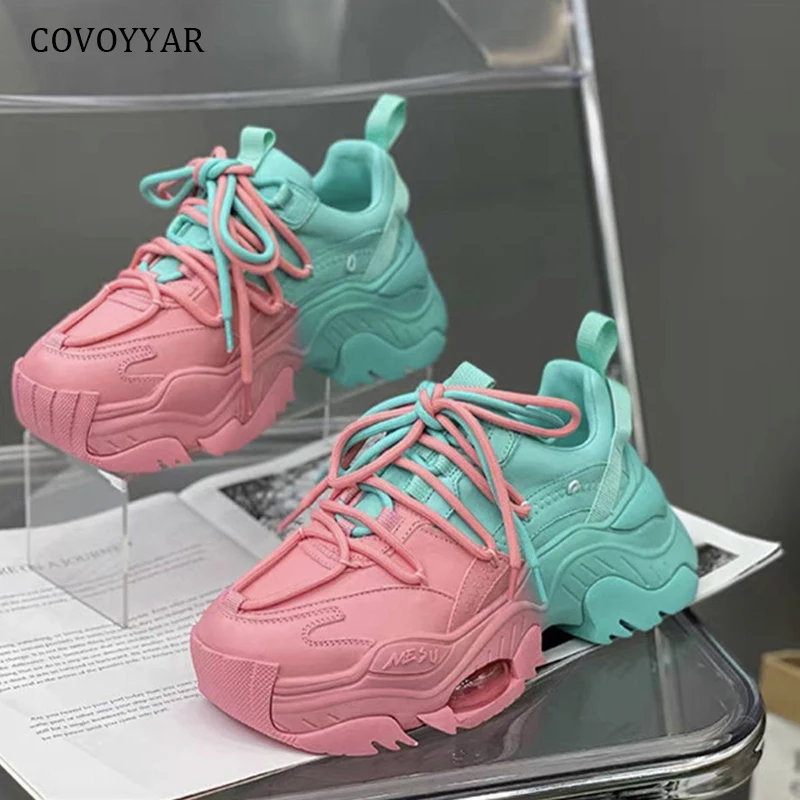 

COVOYYAR Fashion Mixed Color Women Sneakers Platform Wedge Chunky Shoes for Women Ladies Casual Dad Shoes Trainers WSN494