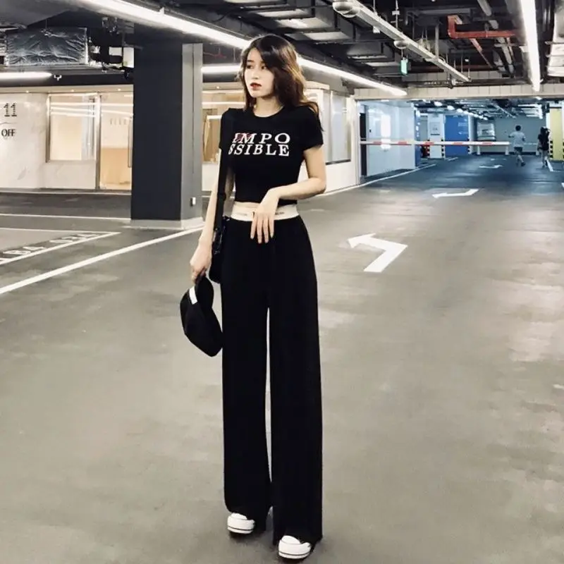 Женская летняя легкая элегантная свободная однотонная одежда с высокой талией и