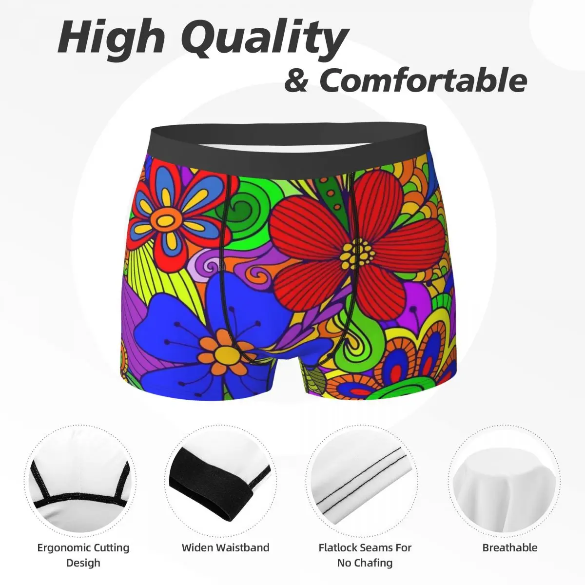 Нижнее белье Flower Power мягкие трусы с ярким цветочным принтом шорты мужские боксеры