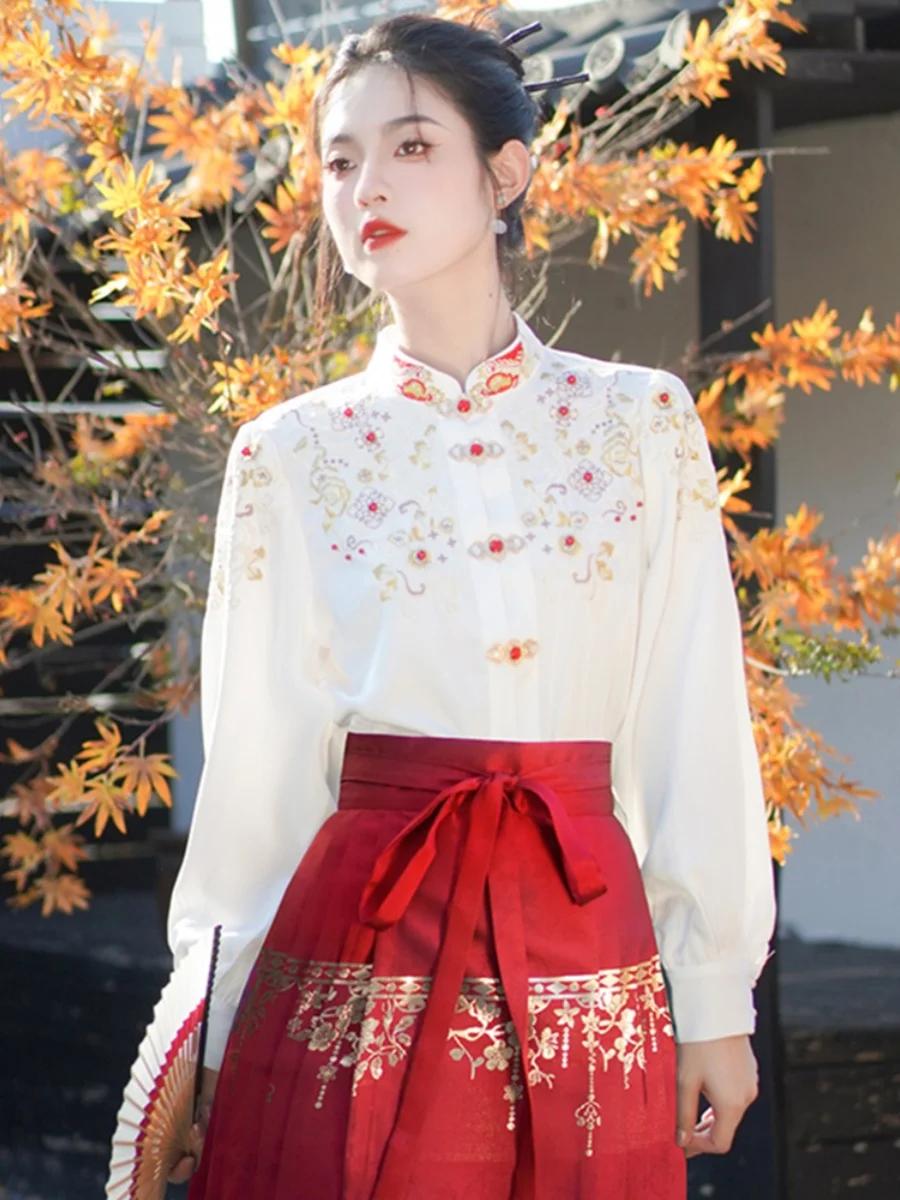 Жилет юбка одинаковый топ новинка 2024 китайские рубашки с воротником-стойкой и