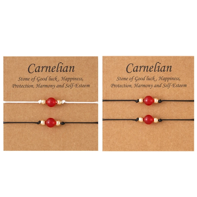 2 шт./компл. сердолик стразы Красный счастливый браслет ручной работы для женщин