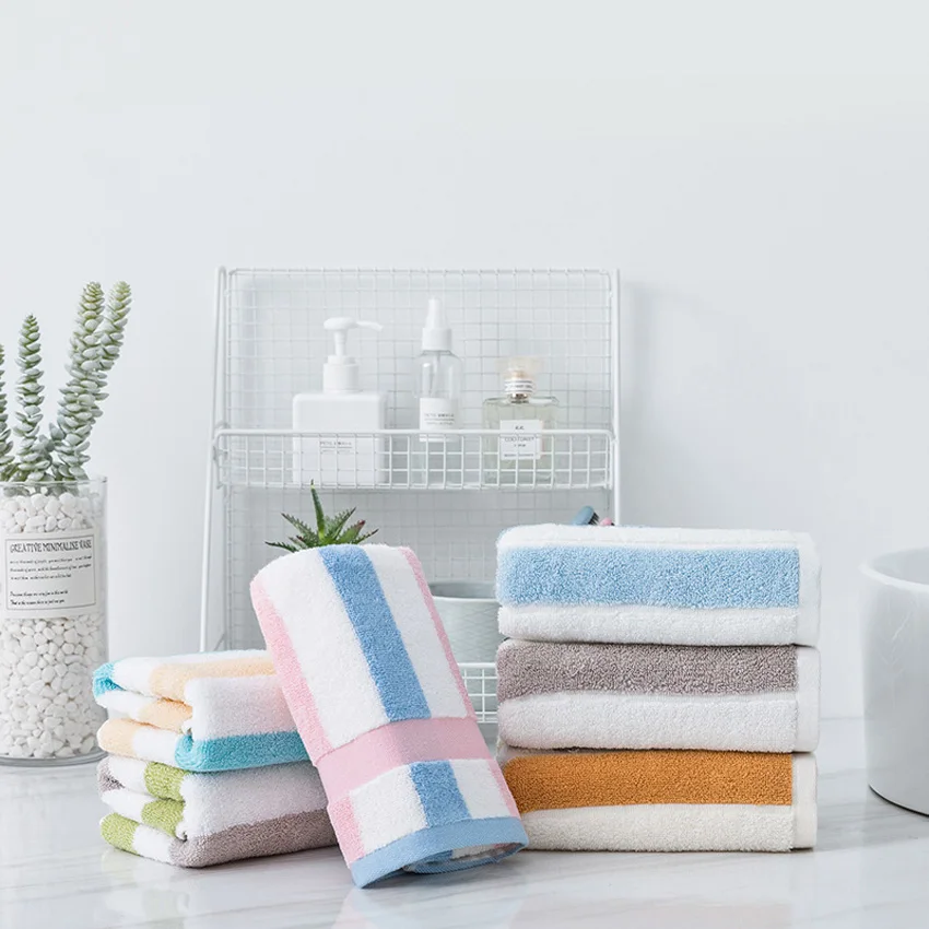 Чистое хлопковое полотенце с радужной полоской 34x76см мягкое рушники для взрослых и детей сильно впитывающее в ванную спа спорт на.