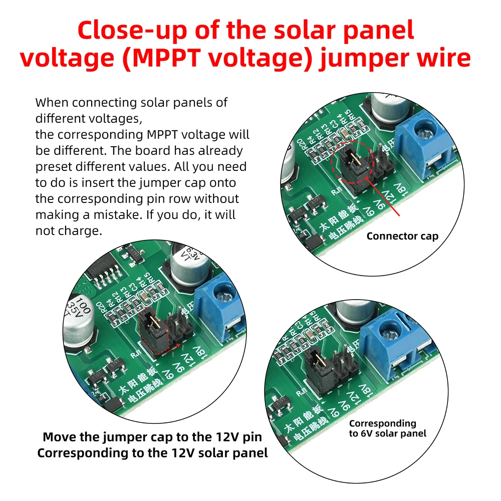 Фото MPPT 10-30W солнечная панель Зарядная контроллерная доска 12V 18V с 5V / 2.1A USB 3.7V 18650 литиевая батарея с светодиодным №5
